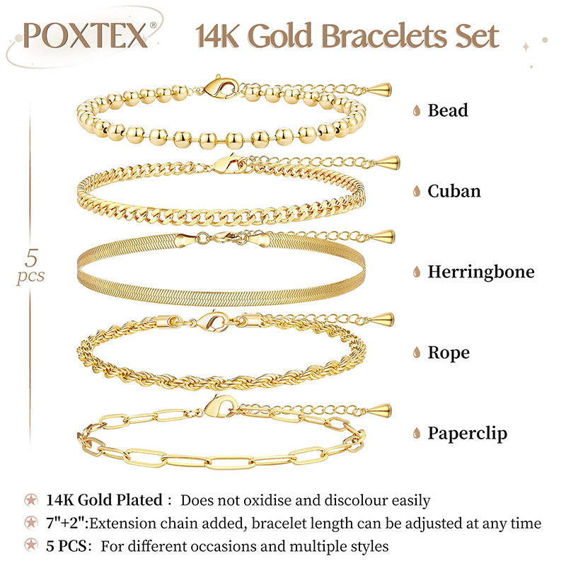 Wholesale 14K 10PCS Gold Plated Exquisite Bracelets